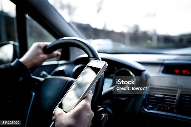 Texting And Driving Stock Photo - Download Image Now - Driving, Distracted, Misfortune