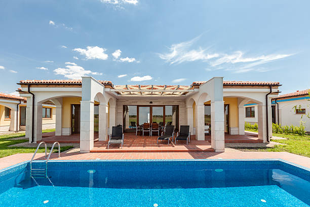 istock swimming pool outside luxury home 514224188