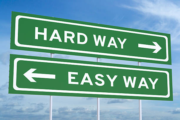 istock Hard way or Easy way concept on road sign 514226460
