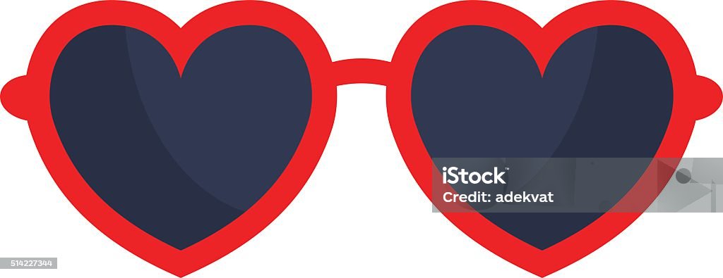 Vector heart glasses isolated on white background Vector heart glasses isolated on white. Heart glasses. Hipster heart glasses. Summer heart glasses vector illustration.  Heart  sunglasses isolated vector illustration Heart Shape stock vector