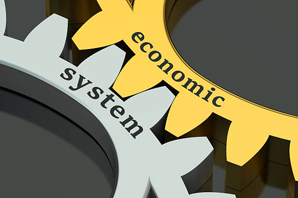 istock Economic System concept on the gearwheels 514227526