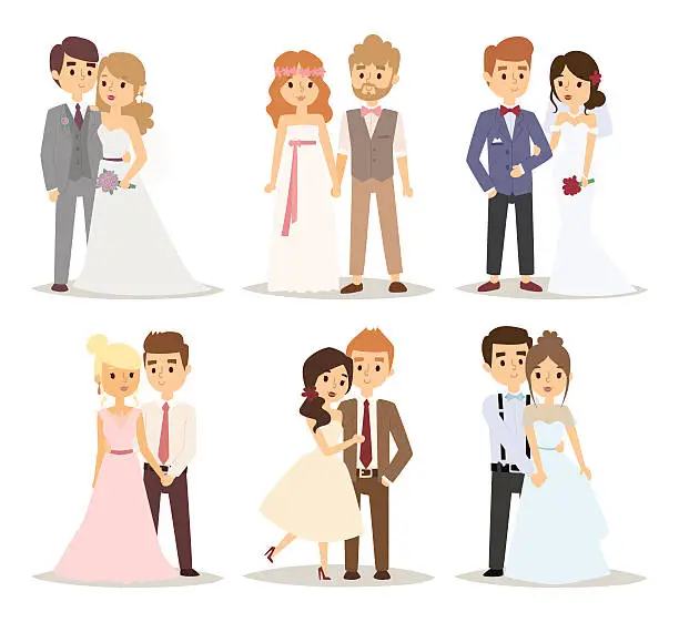 Vector illustration of Wedding couple vector illustration