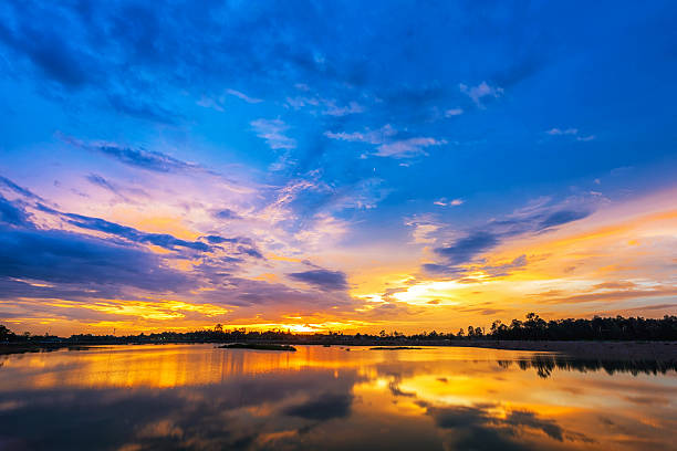 istock Breathtaking landscape with sunset over the tranquil lake 514233912