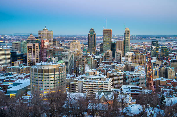 istock Montreal skyline at sunset, in Winter 514234010