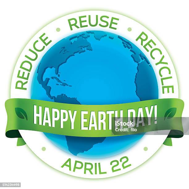 Happy Earth Day Stock Illustration - Download Image Now - Earth Day, Banner - Sign, Circle