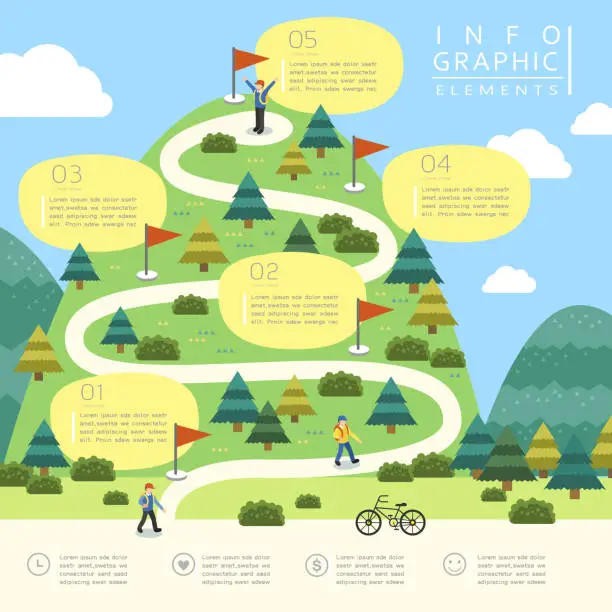 Vector illustration of mountain hiking infographic design