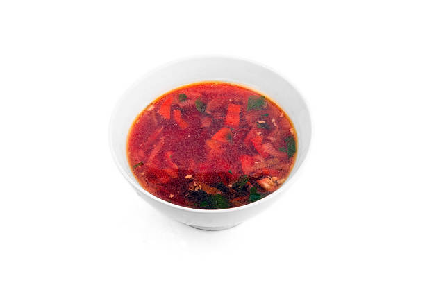 istock white Bowl of soup - borsch with parsley 514245899