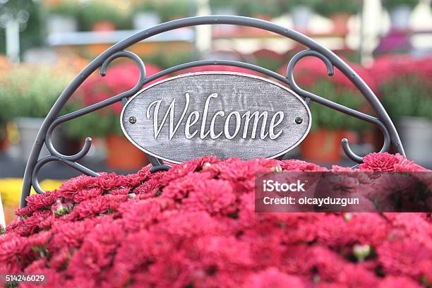 Welcome Sign Stock Photo - Download Image Now - Business, Flower Pot, Accessibility