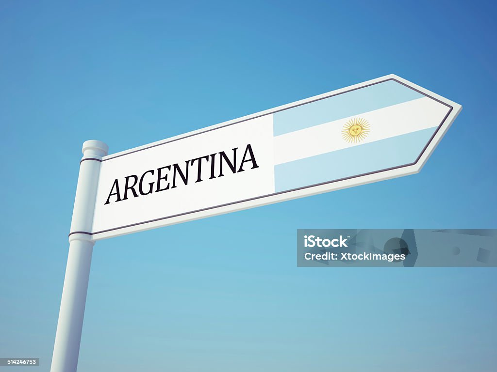 Argentina Flag Sign Sign isolated on sky Argentina Stock Photo