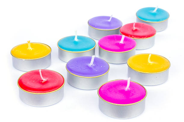 istock Colorful christmas decoration with different candles on backgrou 514247125