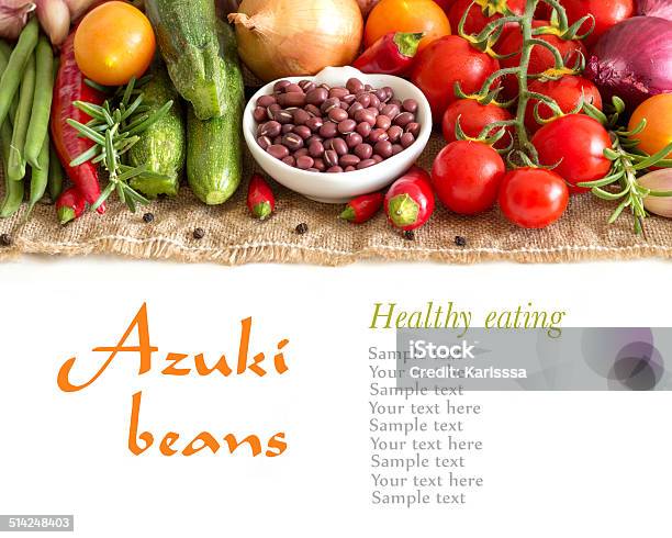 Dry Organic Azuki Beans And Vegetables Stock Photo - Download Image Now - Adzuki Bean, Bean, Bowl