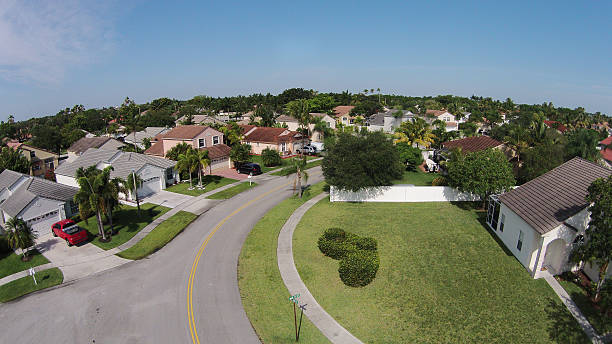 istock Suburban homes aerial view 514249085
