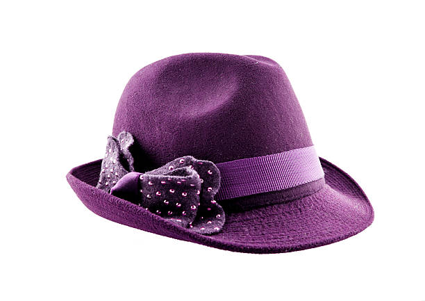 Purple pretty hats with bow on white background.