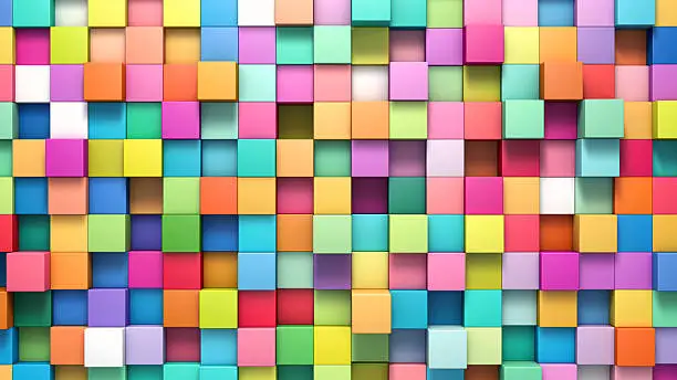 Photo of Abstract background of multi-colored cubes