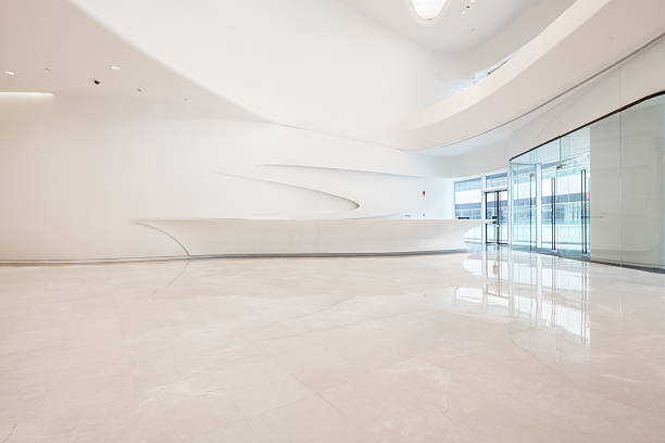 istock Futuristic modern office building interior in urban city 514263858