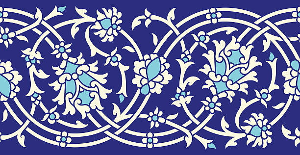 Arabic Floral Seamless Border vector art illustration