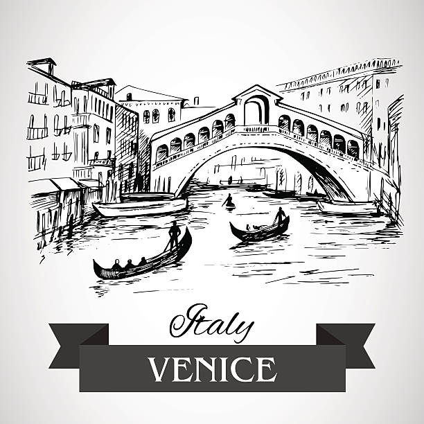 리알토 브론, 베니스 - rialto bridge italy venice italy bridge stock illustrations