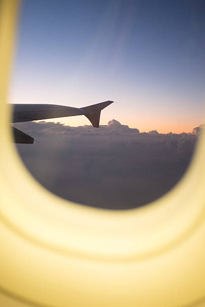 istock Wing aircraft in aviation window 514267480