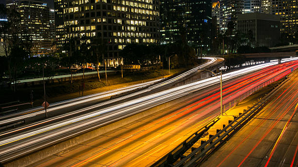 istock downtown by night, fire on the road 514267595