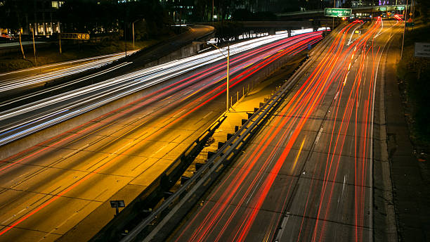 istock downtown by night, fire on the road 514267671