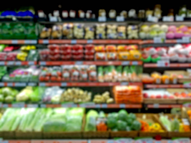 Supermarket shelf defocus background Supermarket shelf defocus background produce section stock pictures, royalty-free photos & images