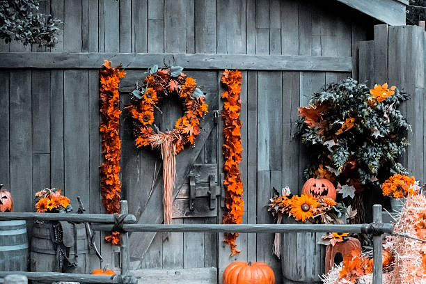 istock Halloween ornaments with flowers for autum 514268683