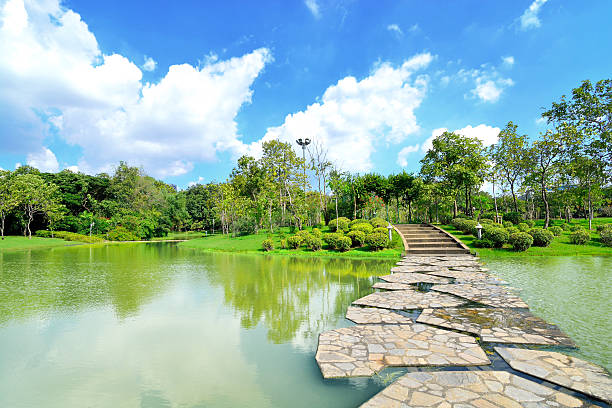 istock Footpath bridge to the island 514269720