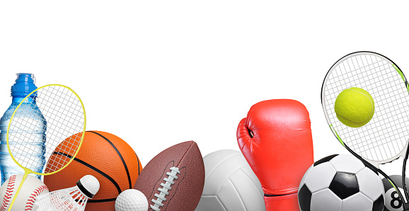 Set of sport items isolated on white background