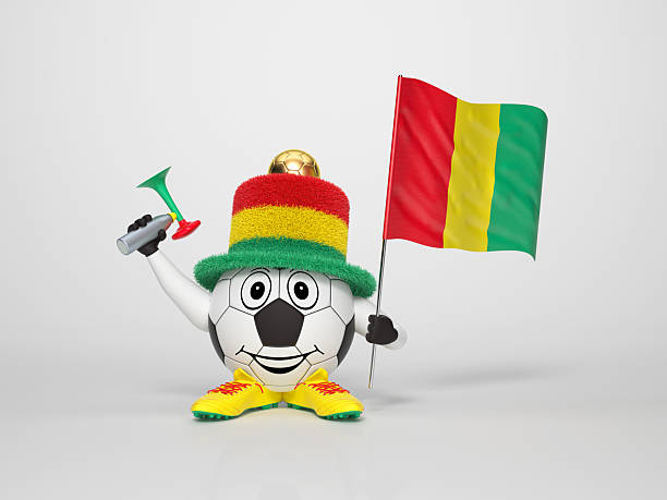 Soccer character fan supporting Guinea stock photo