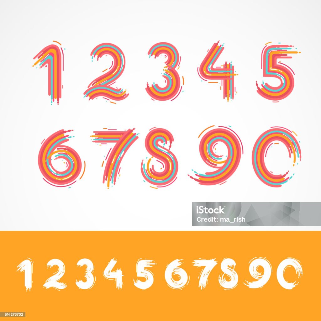 Vector Drawing Numbers Painted Vector Numbers Stock Illustration - Download Image Now ...
