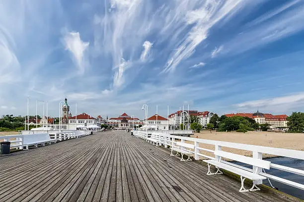 The Sopot Pier, built as a pleasure pier and as a mooring point for cruise boats, first opened in 1827. At 511.5m, the pier is the longest wooden pier in Europe