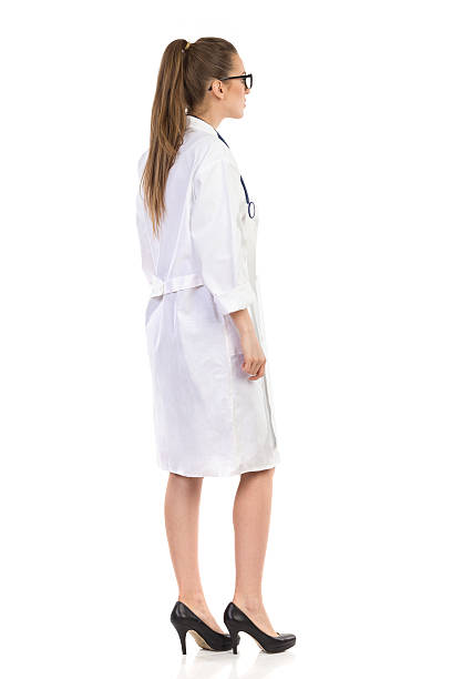 istock Woman In Lab Coat, Side, Rear View 514310574