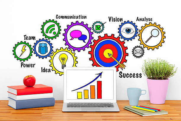 istock Home Office Work Table with Laptop and Business Strategy Sketch 514311128