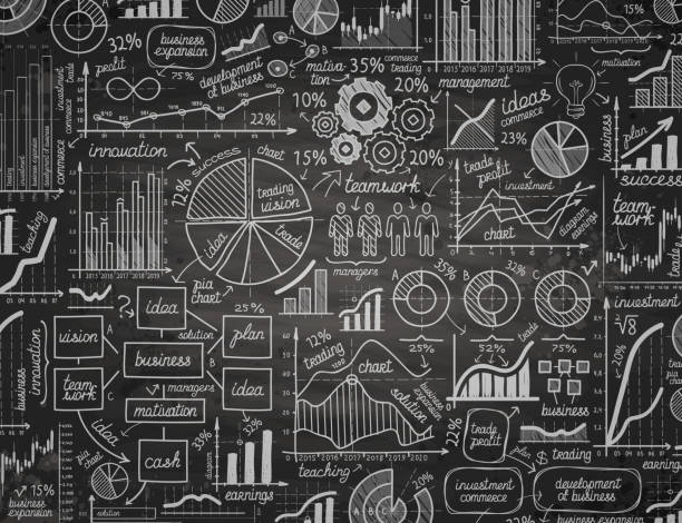 istock business infographics. hand drawn graphics with chalk on the black 514311788