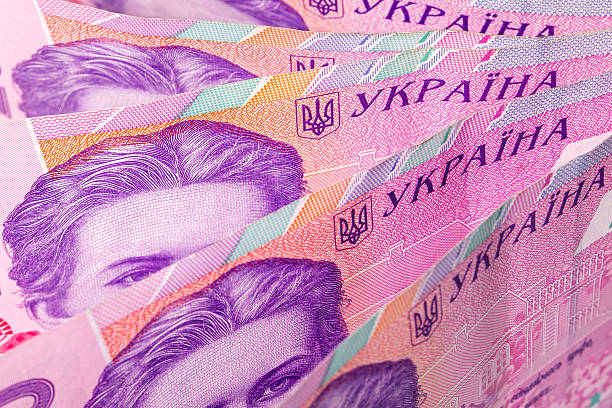 Ukrainian money macro stock photo