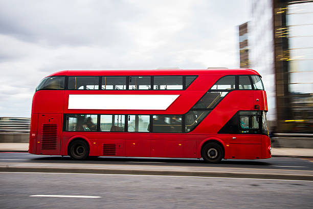 London bus with copy space A London modern bus with copy space for advertisements. double decker bus stock pictures, royalty-free photos & images