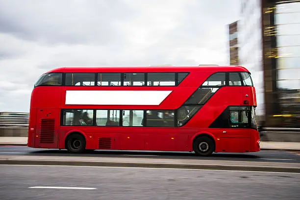 A London modern bus with copy space for advertisements.