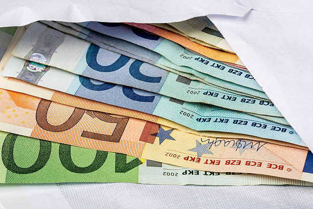 Euro money in envelope stock photo