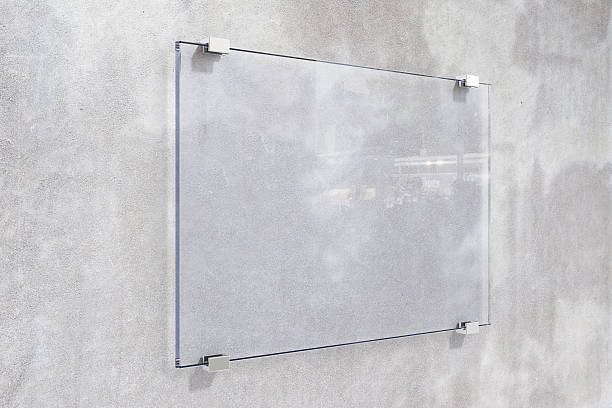 istock Transparent signboard on concrete wall, mock up 514313262