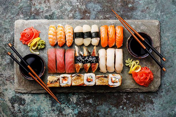 istock Sushi Set nigiri and sushi rolls for two 514313834