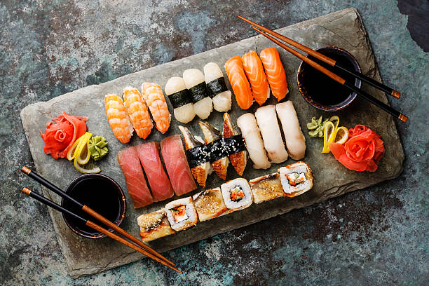 istock Sushi Set nigiri and sushi rolls for two 514313852