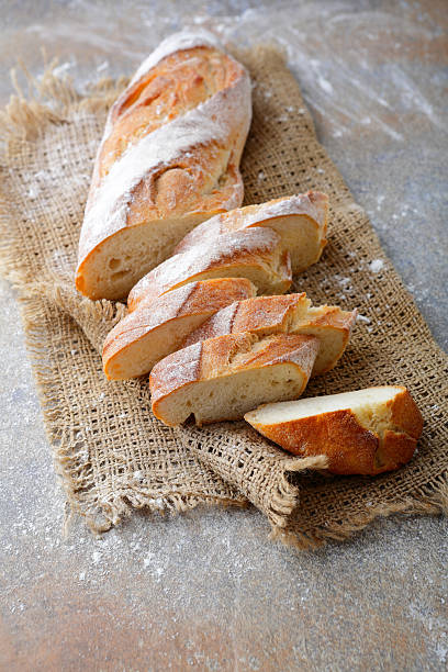 istock One Sliced French Baguette on the sackcloth 514313956