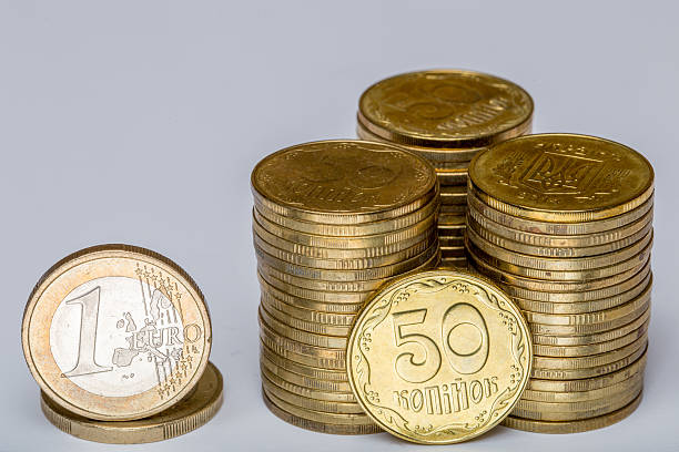 Euro and ukrainian money stock photo