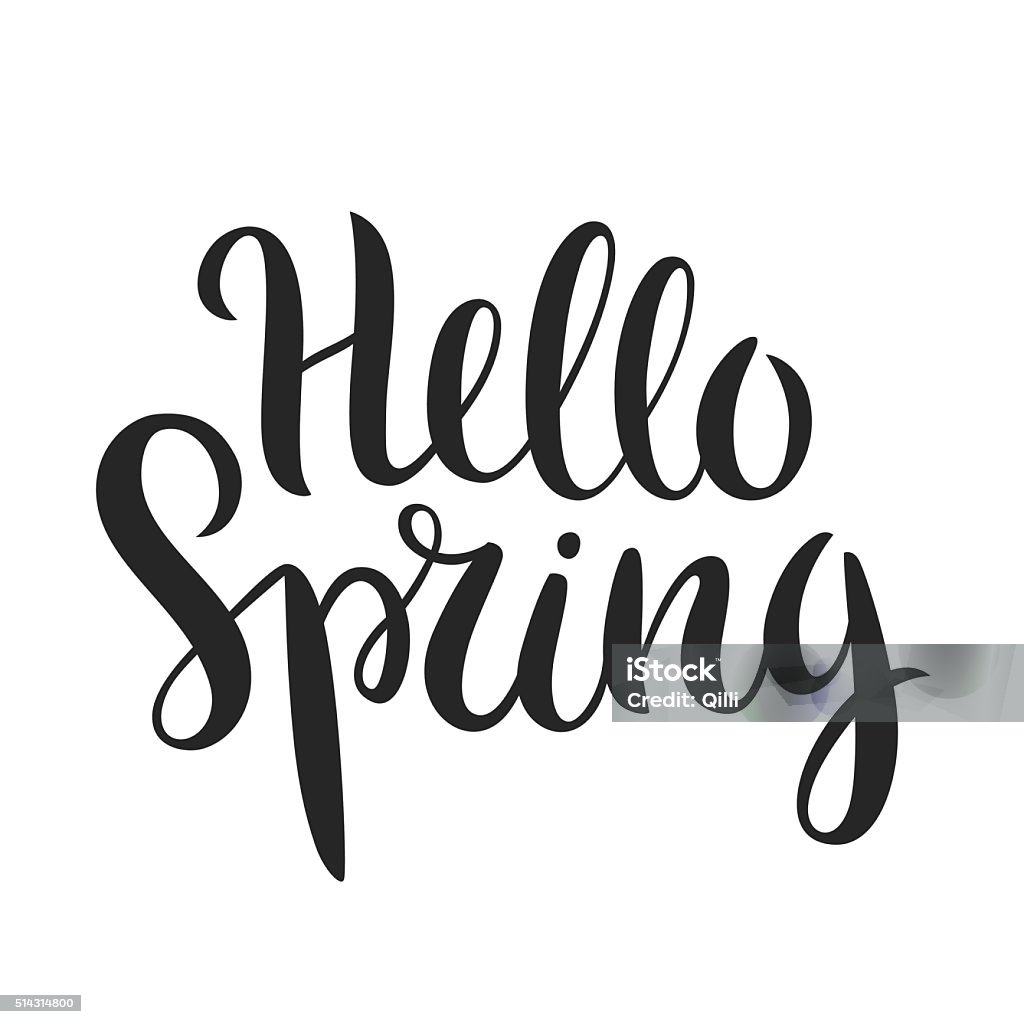 Hello Spring One Line Hello Spring Phrase Stock Illustration - Download Image Now - Hello ...