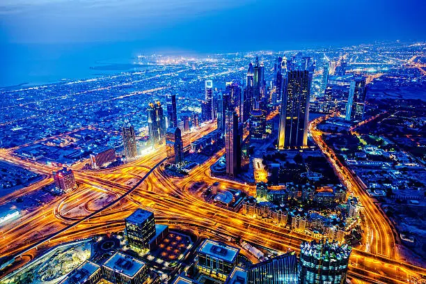 Photo of Modern Dubai cityscape at twilight, United Arab Emirates