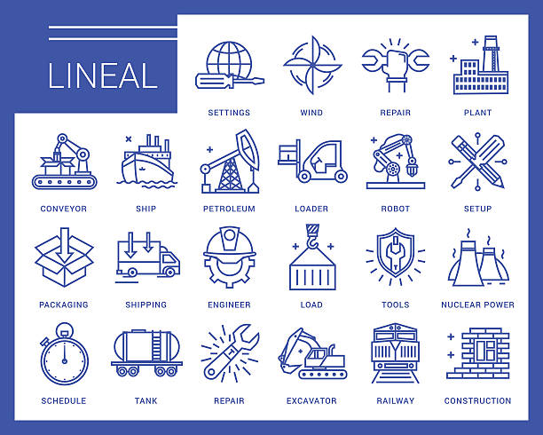 illustrations, cliparts, dessins animés et icônes de ligne icônes vectorielles dans un style moderne - rail freight