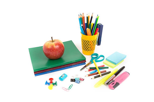 istock Group of stationery tools on white background 514315916