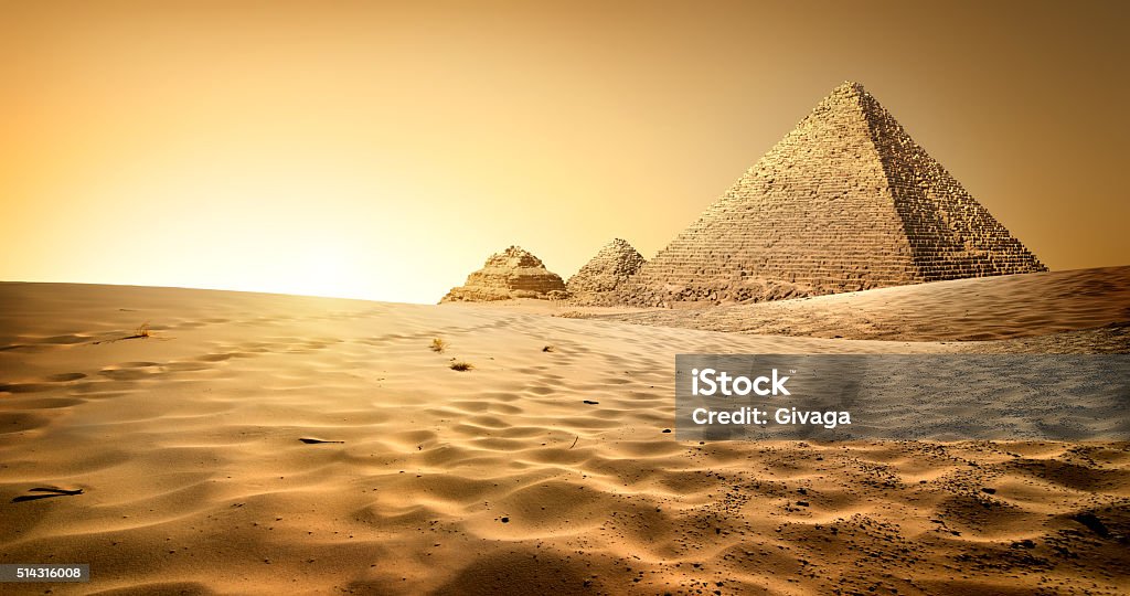 Pyramids in sand Egyptian pyramids in sand desert and clear sky Egypt Stock Photo