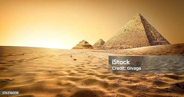 Pyramids In Sand Stock Photo - Download Image Now - Egypt, Pyramid, Desert Area