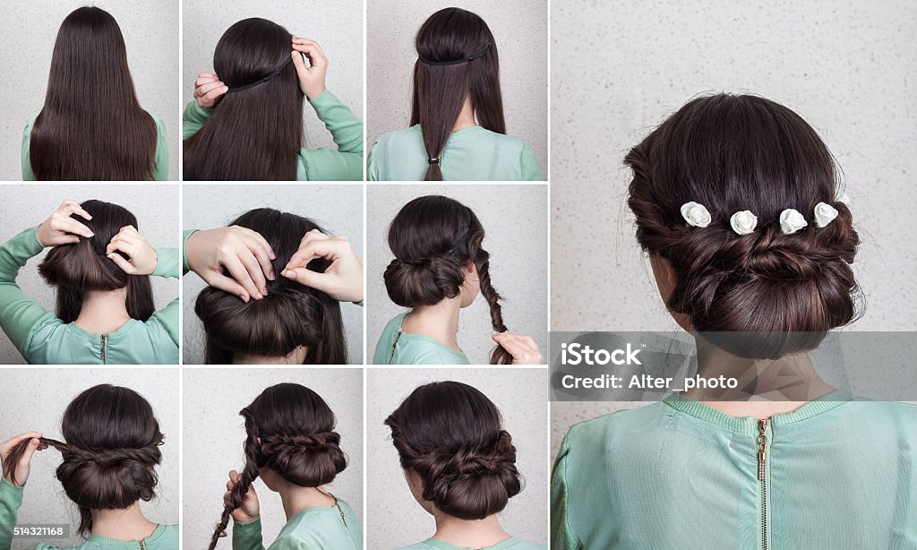 Simple Hairdo Self Tutorial Stock Photo - Download Image Now - Braided Hair,  Hair Bun, Hairstyle - iStock